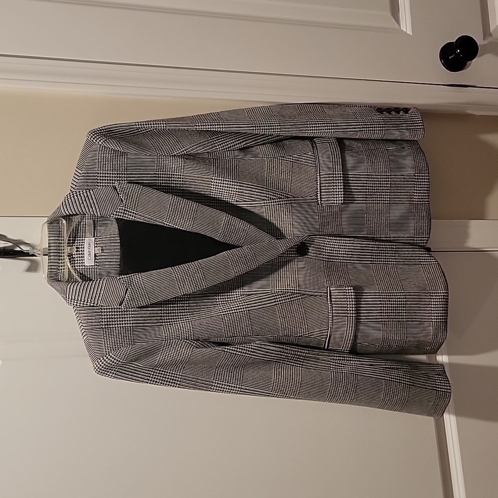 Calvin Klein black and white houndstooth blazer jacket NWOT